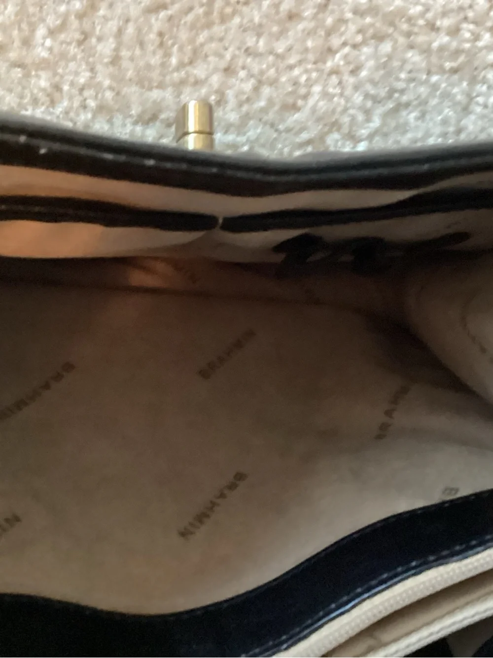 Brahmin Black Leather Satchel with Brown Croc-Embossed Flap